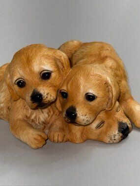 Vintage Golden Retriever Figurine Homco Masterpiece Puppy Puppies Dog 1987 RARE